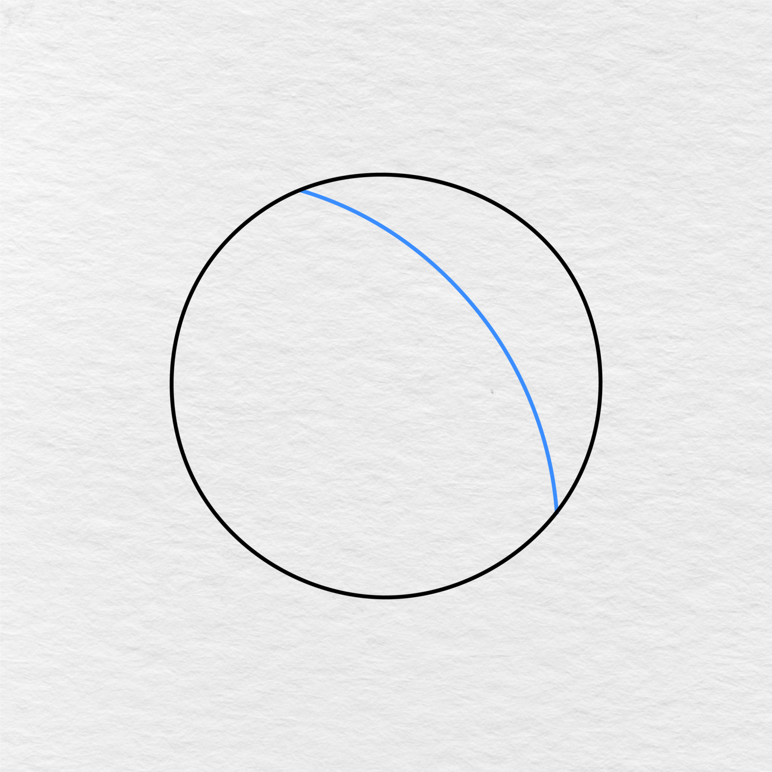 Step 2 Showing How To Draw A Basketball With The First Curved Line Added From The Upper Left To The Lower Right.