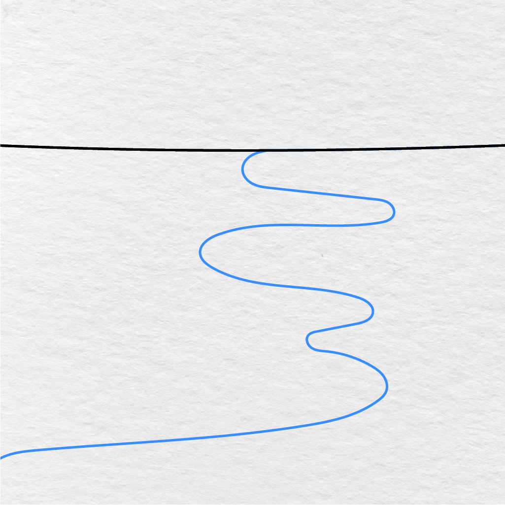 Step 2 Showing How To Draw A Beach With A Long Curving Shoreline From The Horizon.