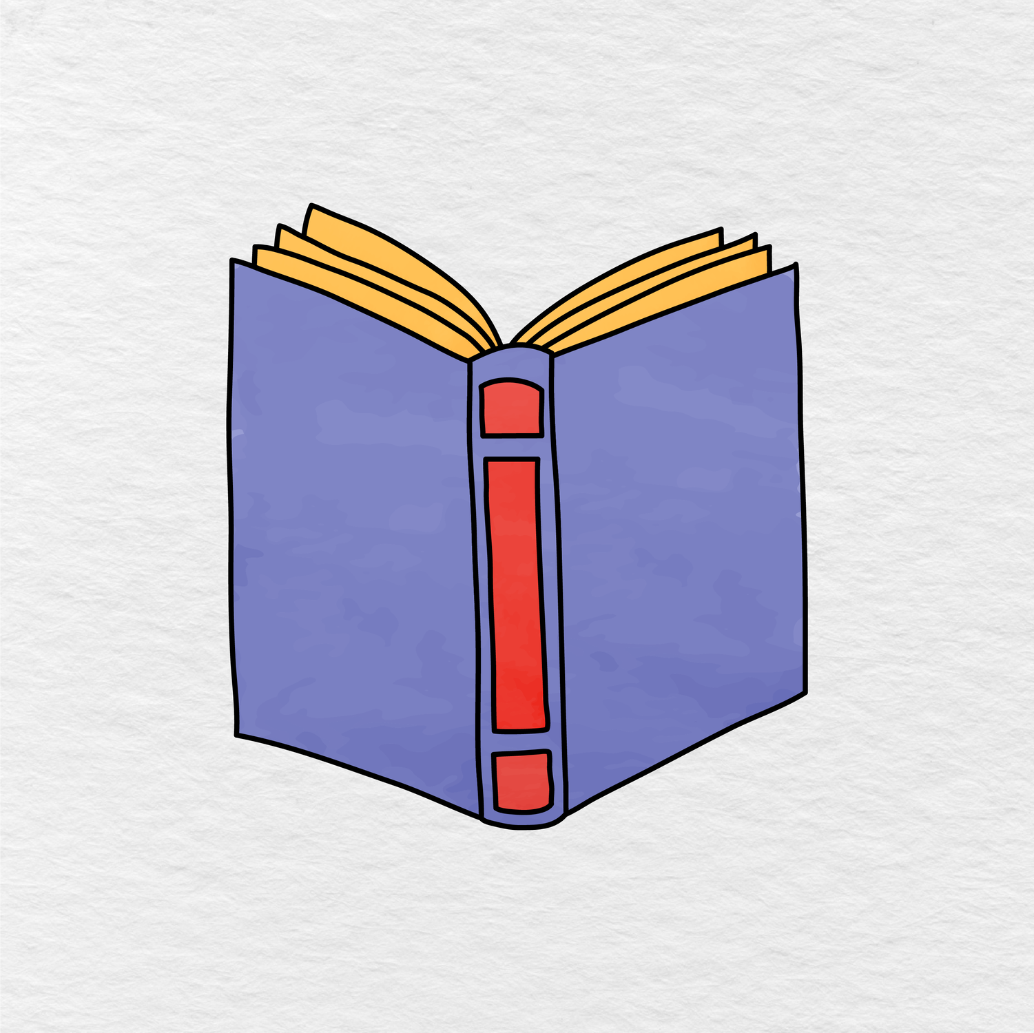 Step 6 Showing The Final Result Of An Open Book Colored Purple, Yellow, And Red.