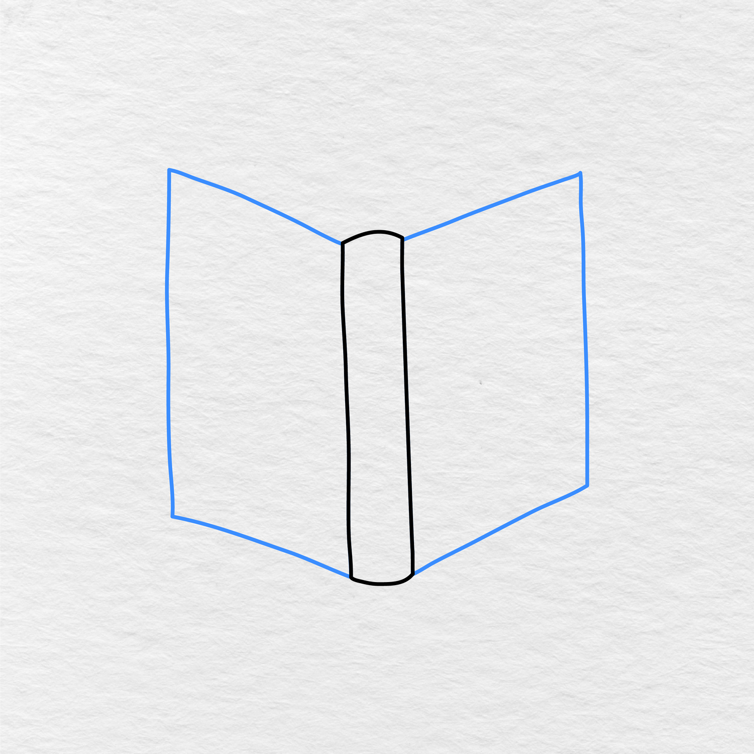Step 2 Showing How To Draw A Book With The Left And Right Covers Added.
