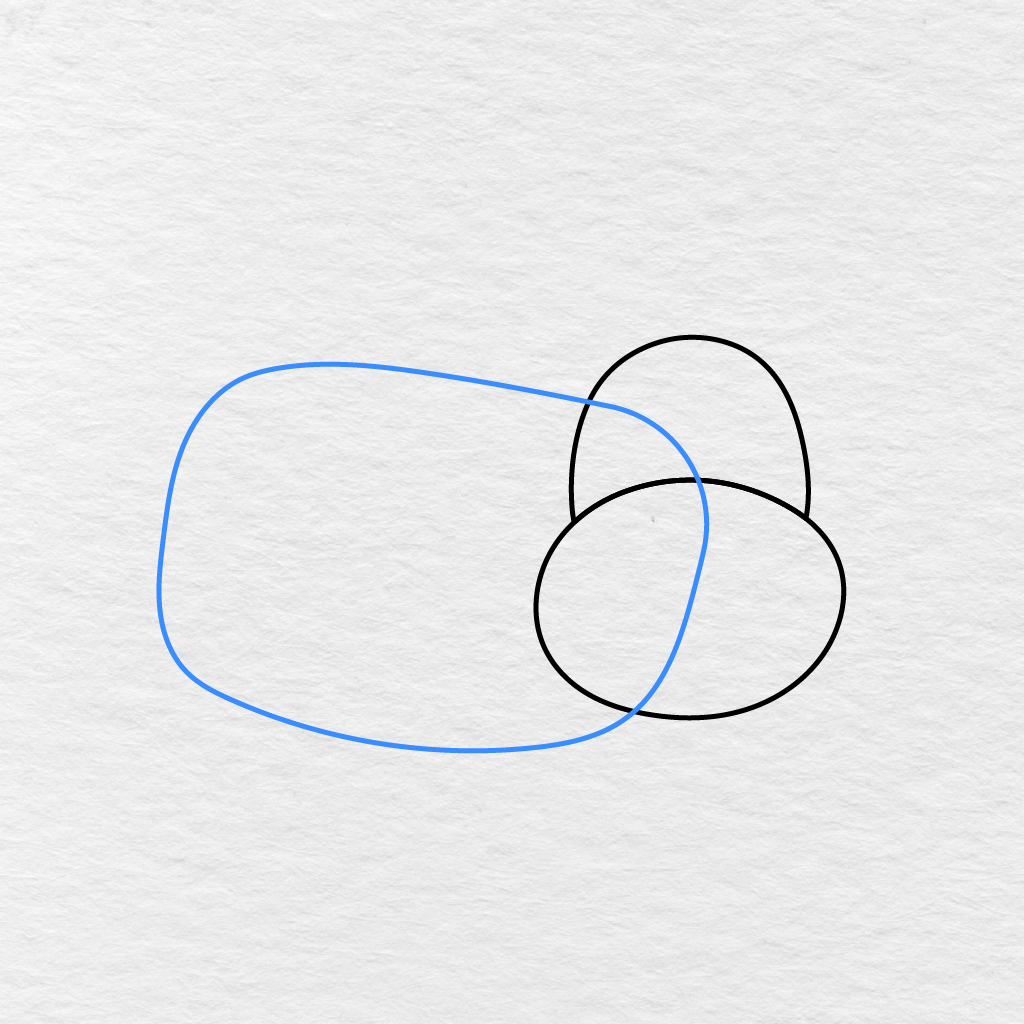 Step 2 Showing A Large Rounded Body Added Behind The Cow's Head.