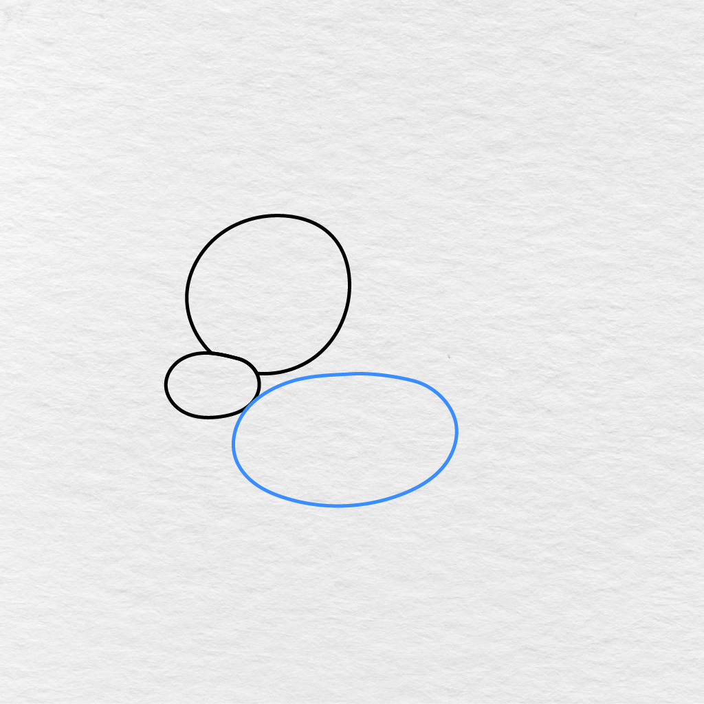 Step 2 Showing A Large Horizontal Oval Added As The Guide For The Deer’s Body.