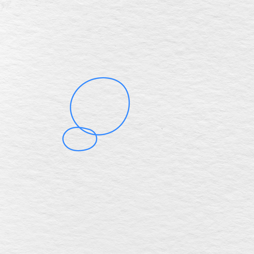 Step 1 Showing A Circle And Wide Oval Used To Guide The Deer’s Head And Muzzle.