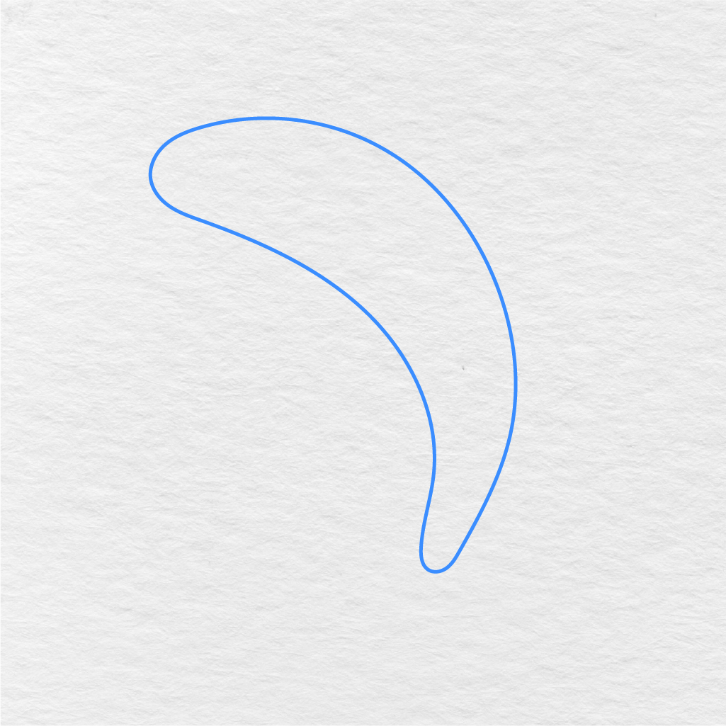 Step 1 Showing How To Draw A Dolphin With A Long Curved Body Shape.