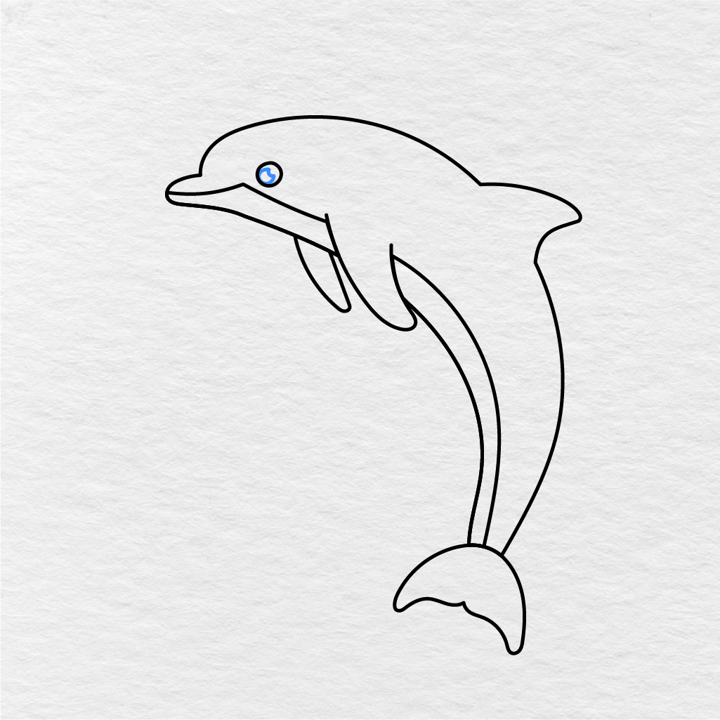 Step 7 Showing How To Draw A Dolphin With Inner Eye Detail.