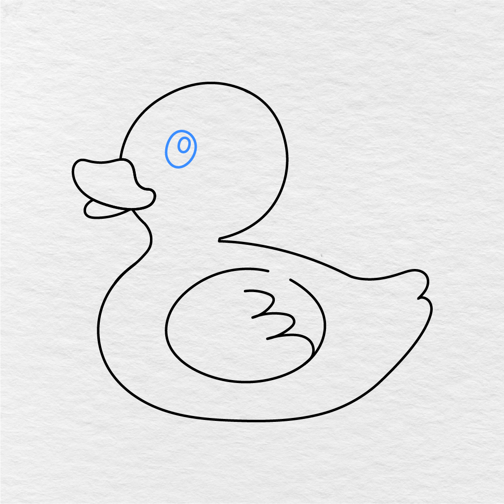 Step 5 Showing How To Draw A Duck With A Small Highlight Added Inside The Eye.