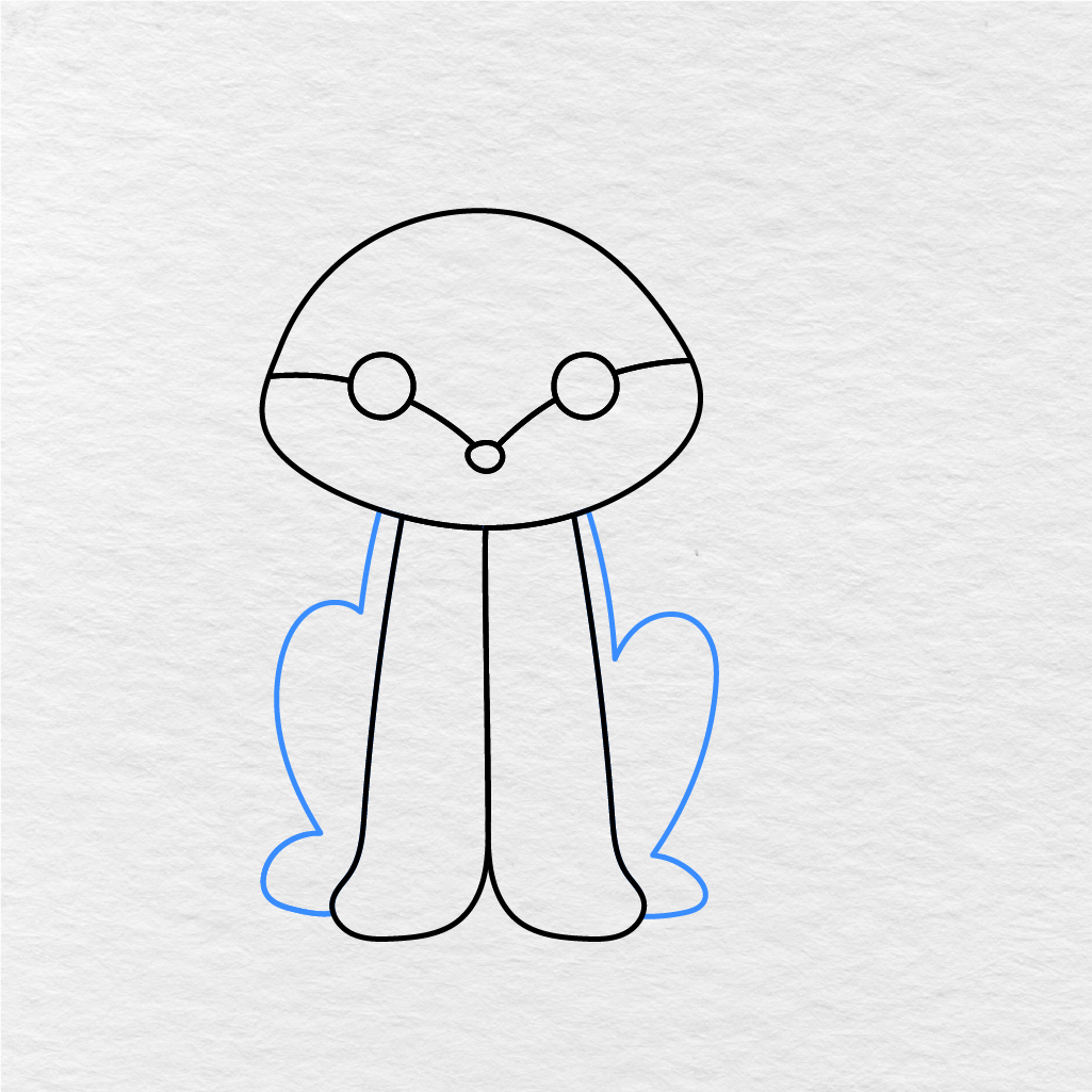 Step 5 Showing How To Draw A Fox With Rounded Back Legs On Both Sides Of The Body.