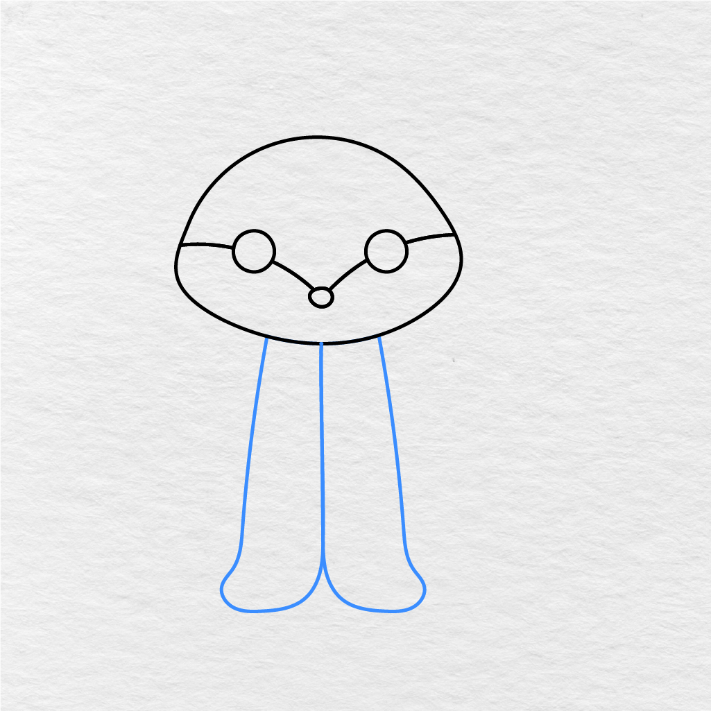 Step 4 Showing How To Draw A Fox With The Body And Front Legs Under The Head.