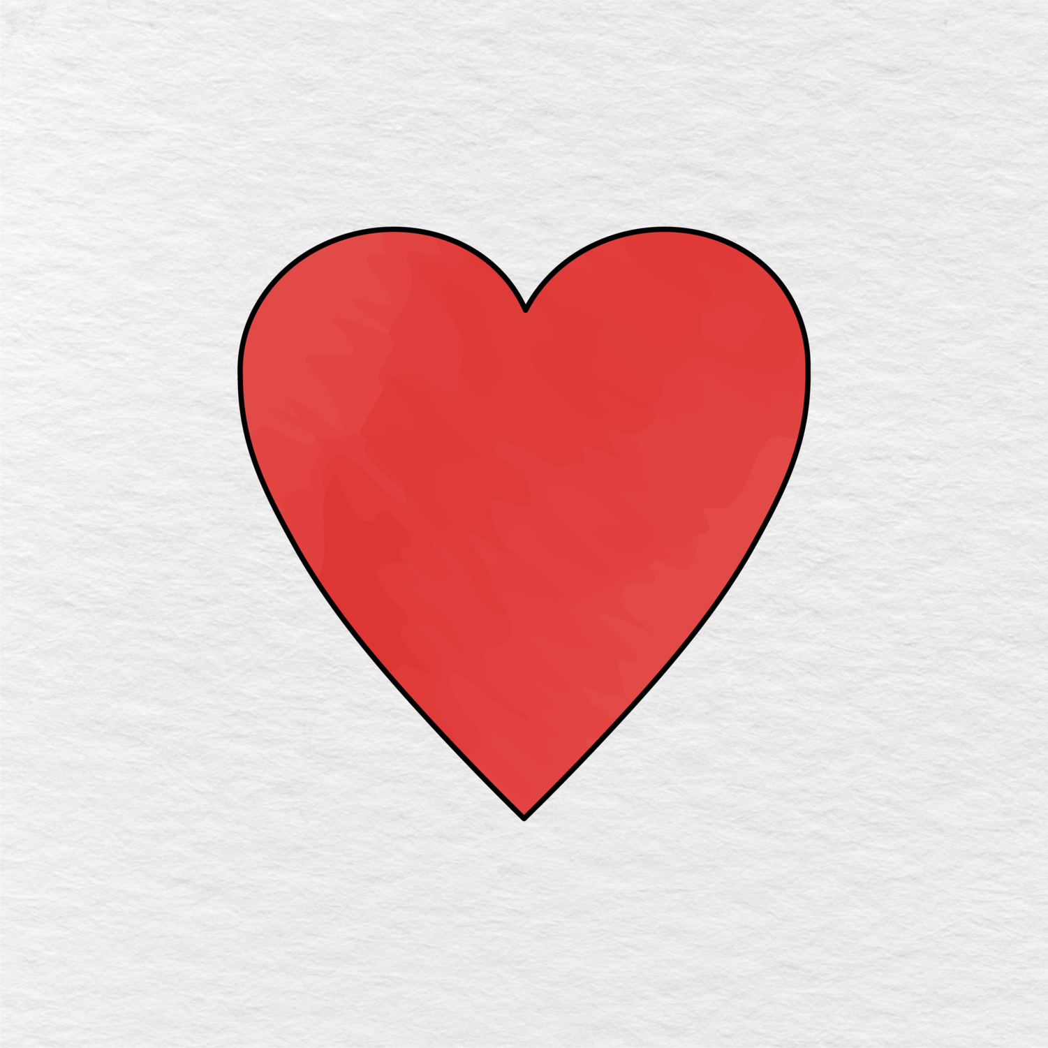 Step 5 Showing The Final Result Of A Red Heart Drawing.