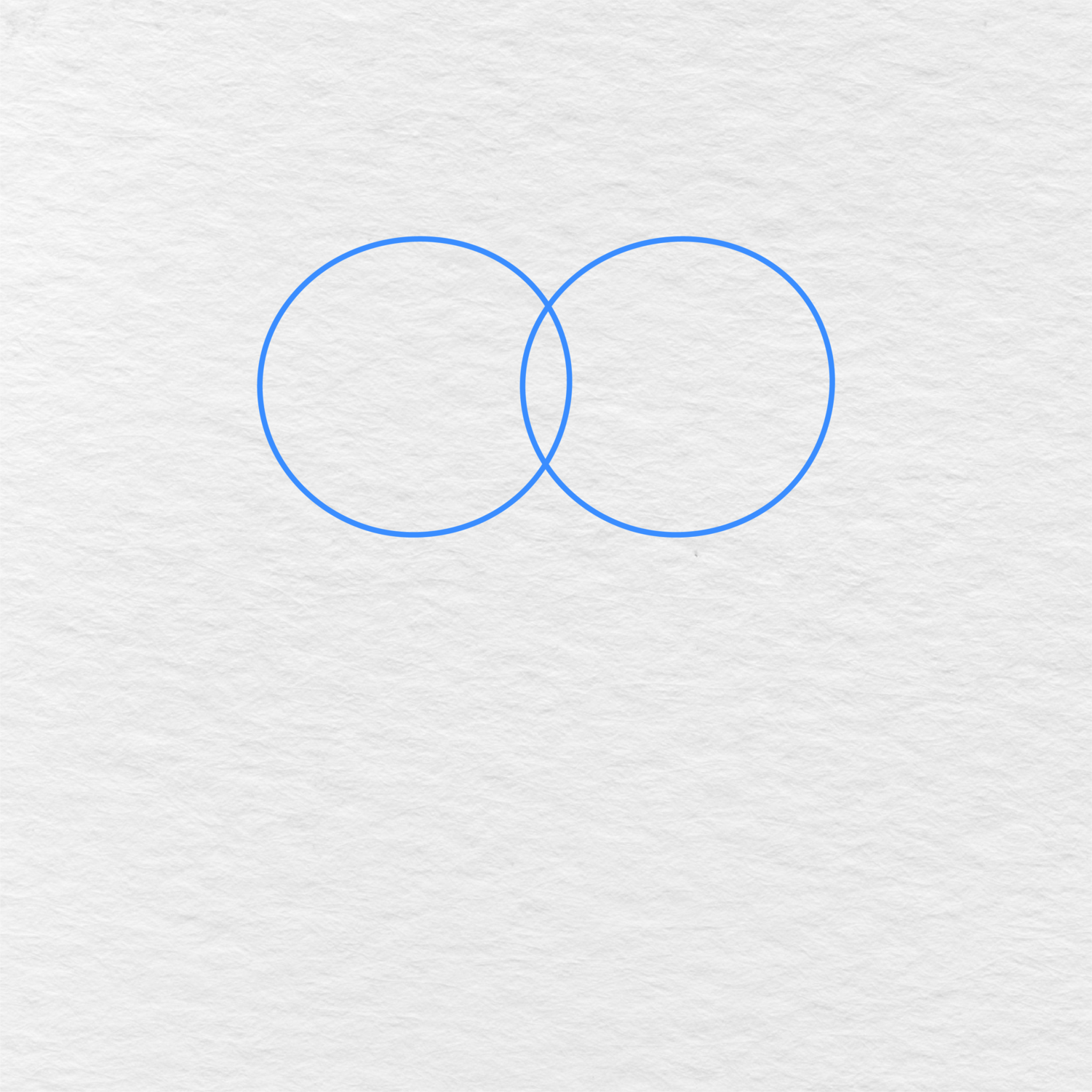 Step 1 Showing How To Draw A Heart With Two Circles Overlapping Each Other.