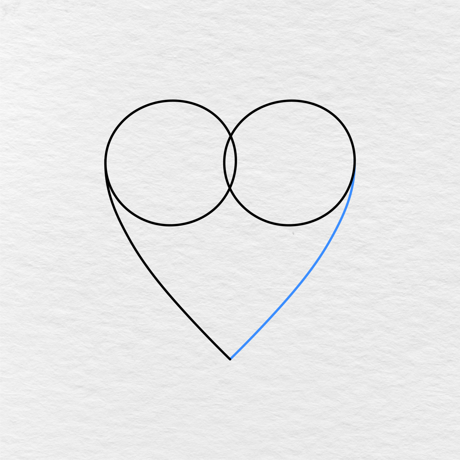 Step 3 Showing How To Draw A Heart With A Similar Line Going On The Right.