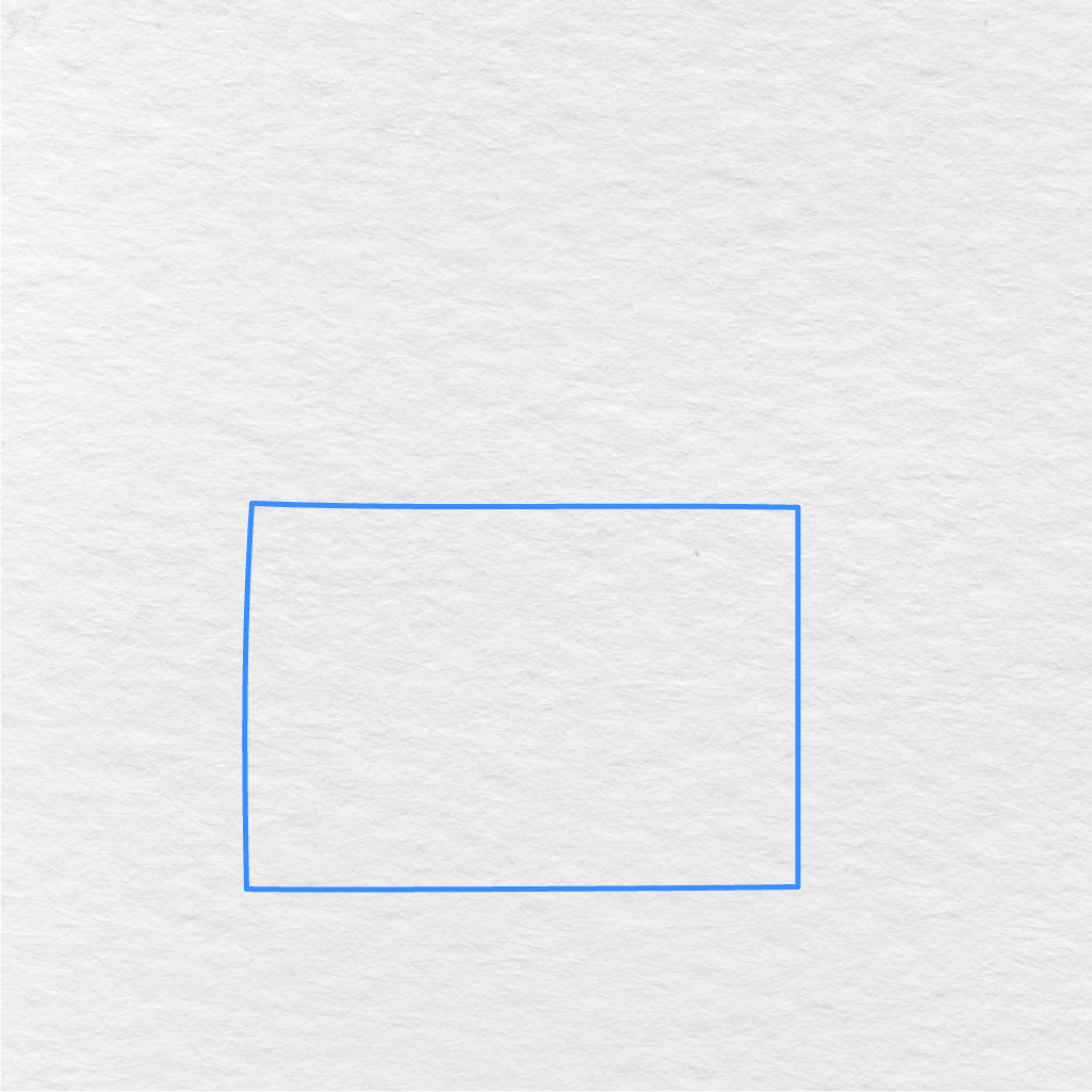 Step 1 Showing How To Draw A House With A Large Rectangle For The Main Body.