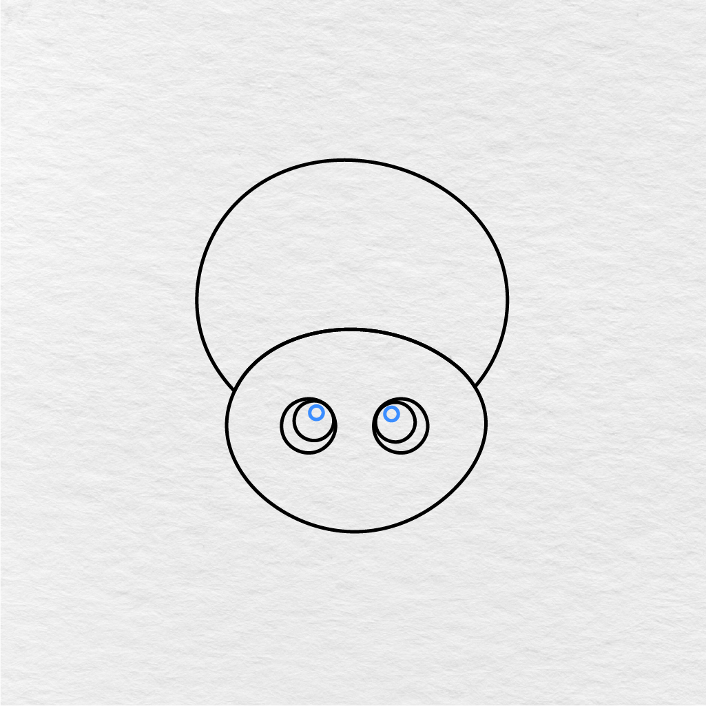 Step 4 Showing How To Draw A Spider With Small Highlight Circles Inside The Eyes.