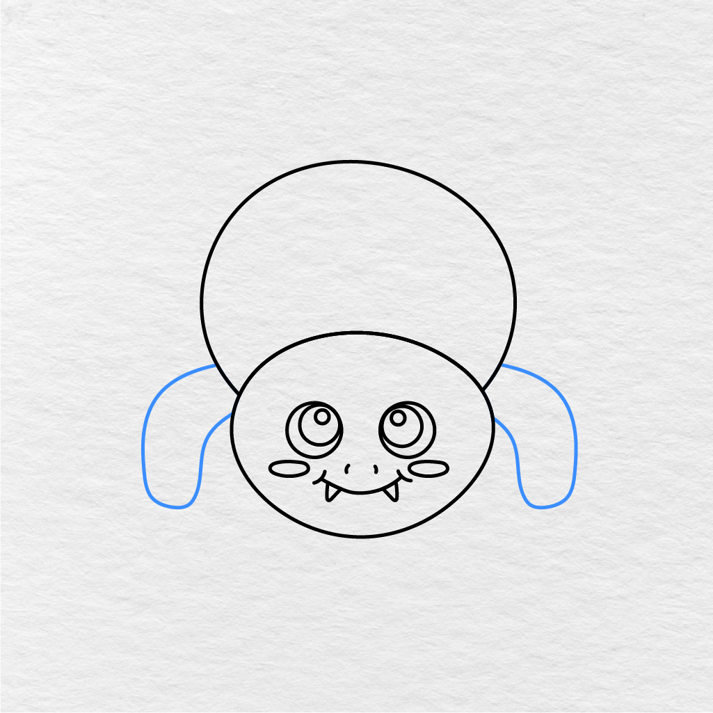 Step 7 Showing How To Draw A Spider With The First Pair Of Curved Legs.