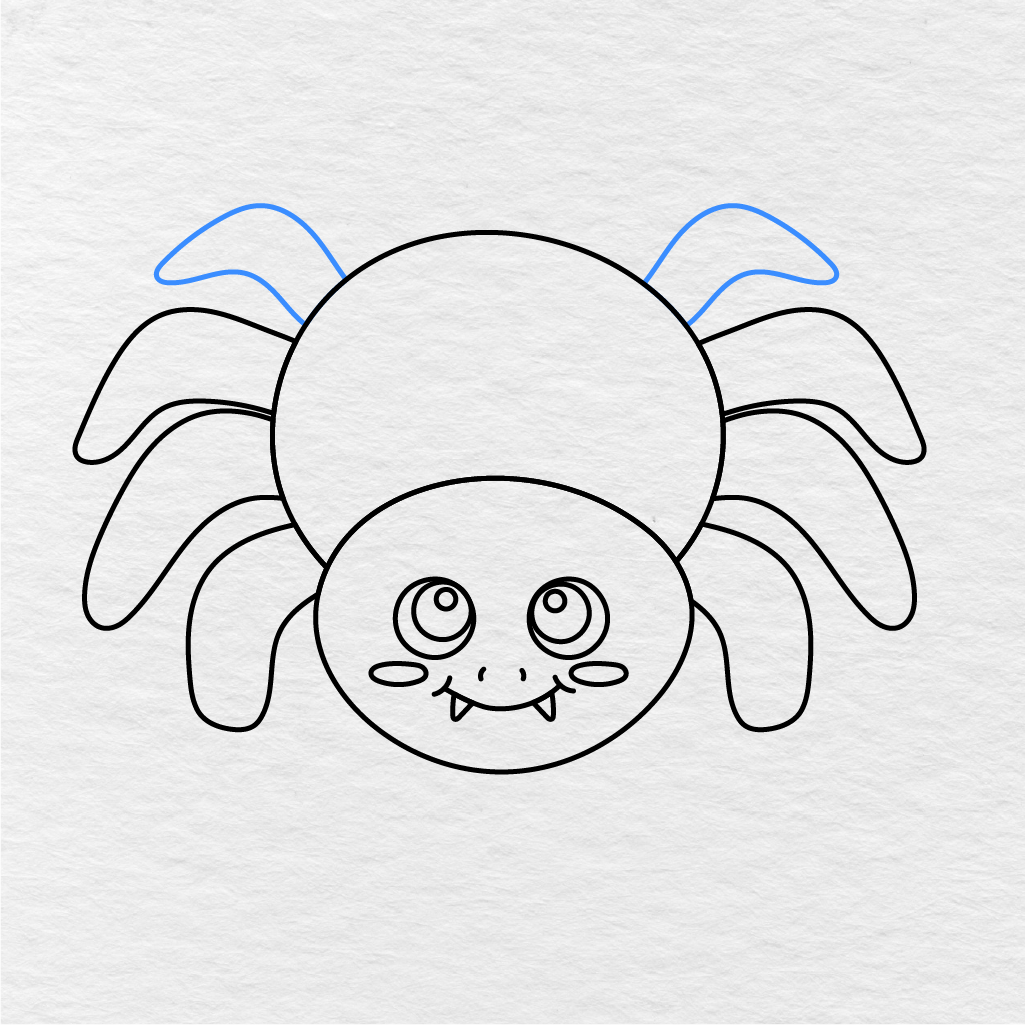 Step 10 Showing How To Draw A Spider With The Final Pair Of Legs.