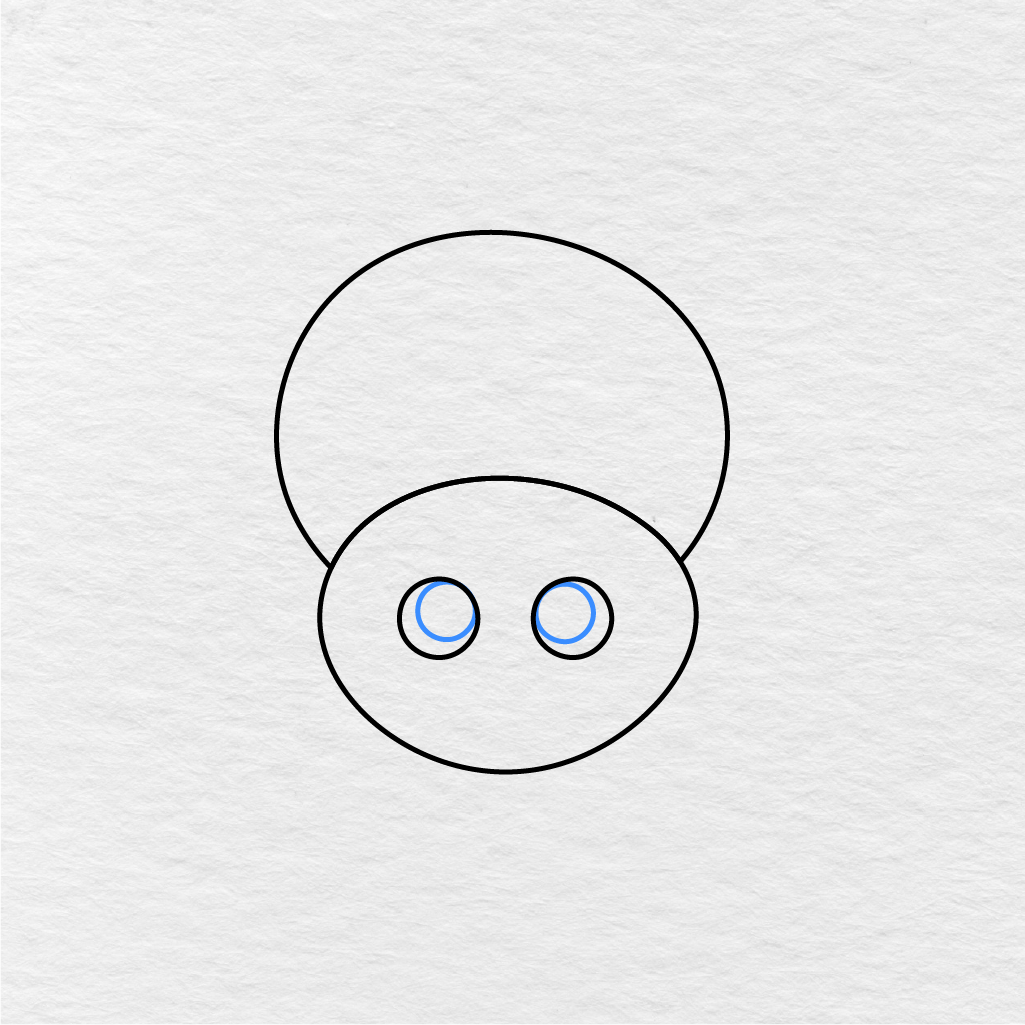 Step 3 Showing How To Draw A Spider With Smaller Curved Shapes Inside The Eyes.