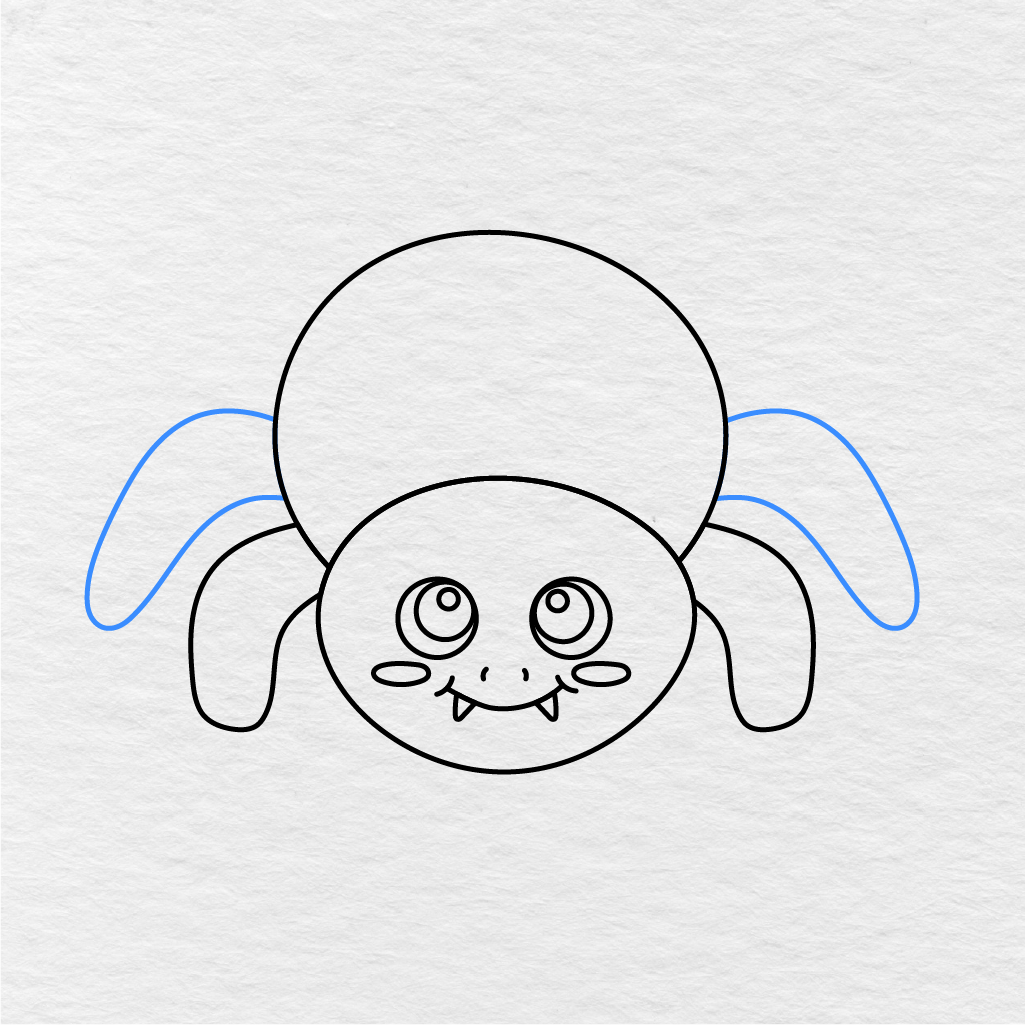 Step 8 Showing How To Draw A Spider With The Second Pair Of Curved Legs.
