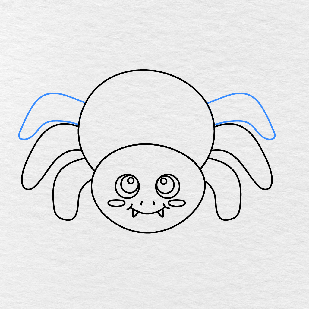 Step 9 Showing How To Draw A Spider With The Third Pair Of Curved Legs.