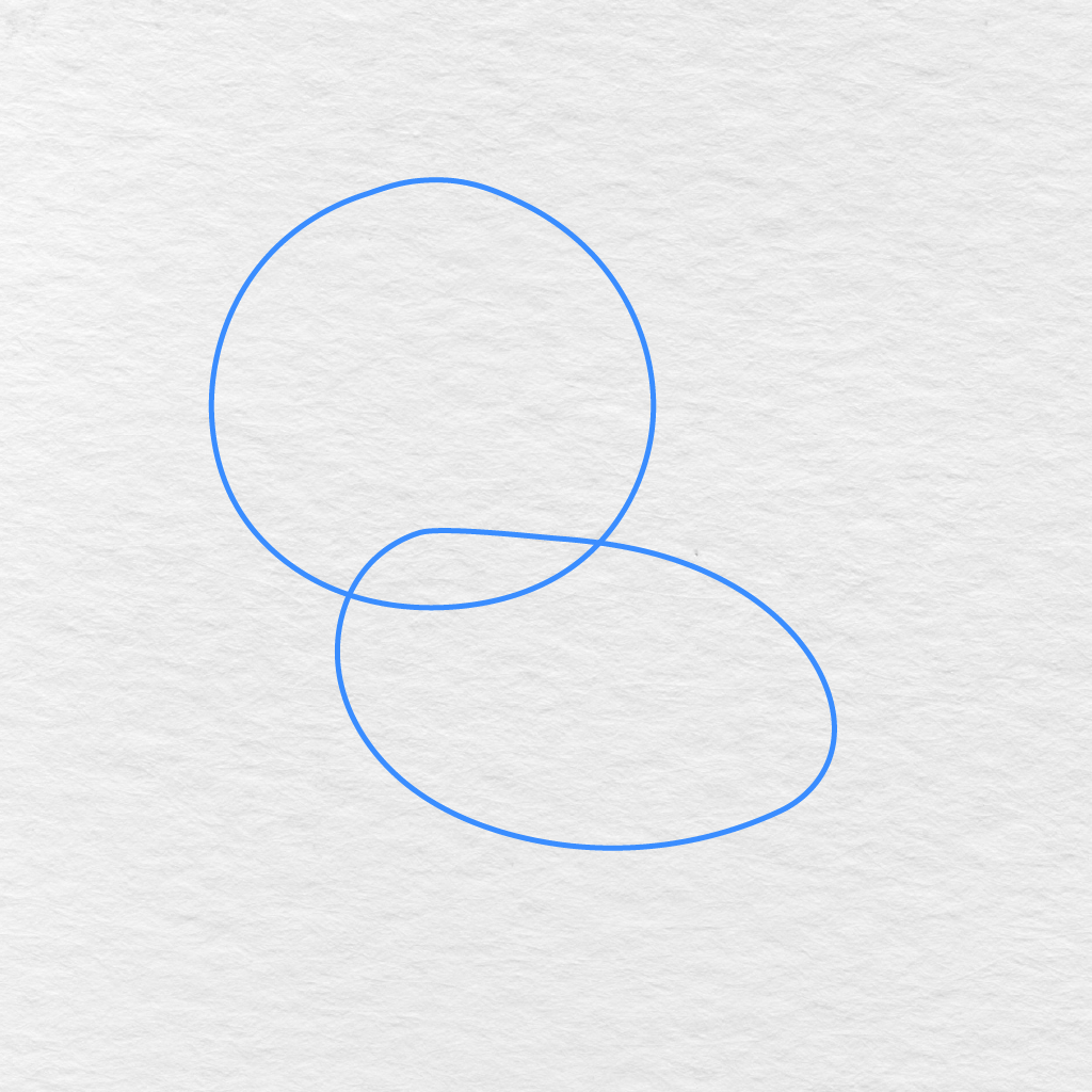 Step 1 Showing A Large Circle And Tilted Oval Used For The Tiger’s Head And Body.