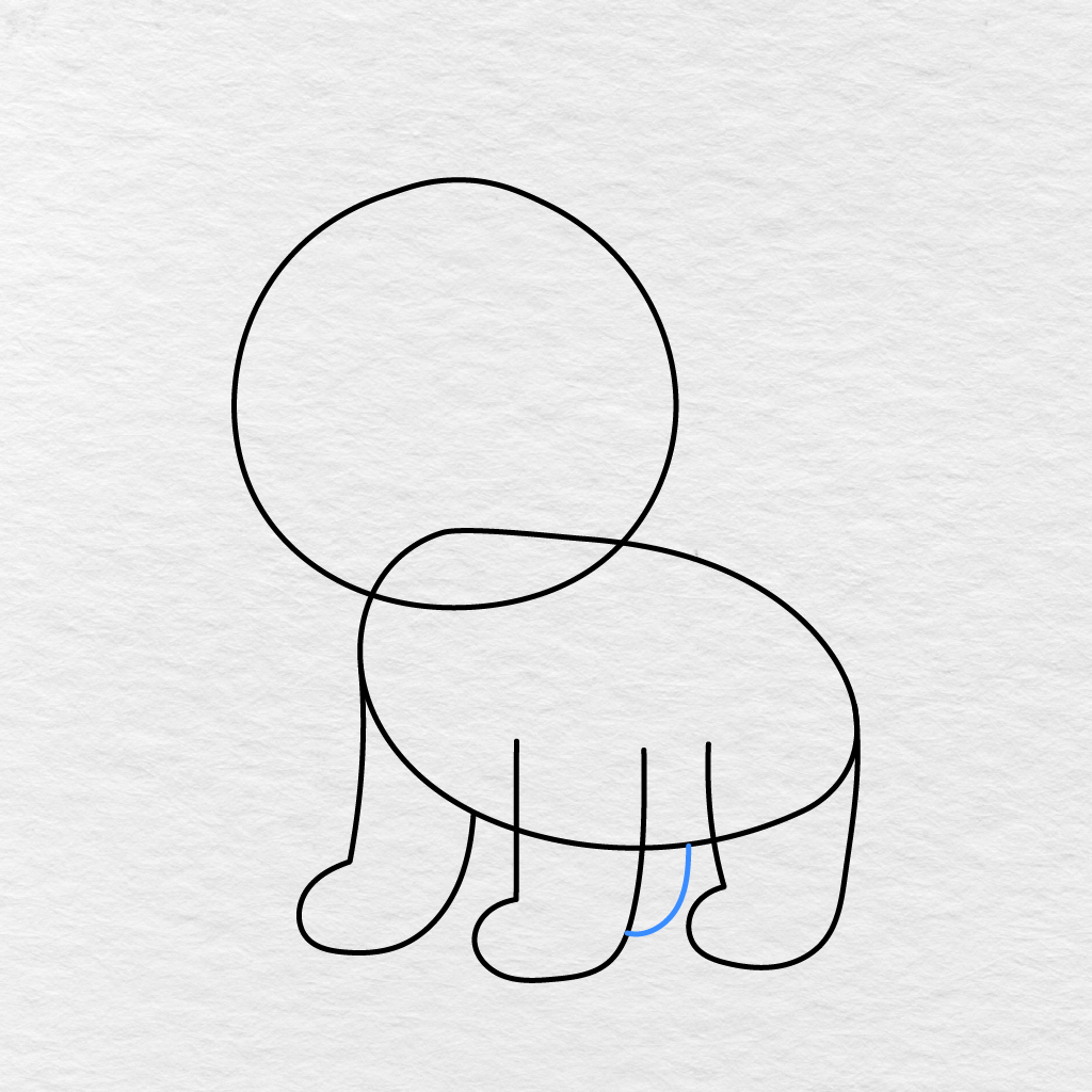 Step 3 Showing A Short Curved Line Added To Shape The Inner Hind Leg.