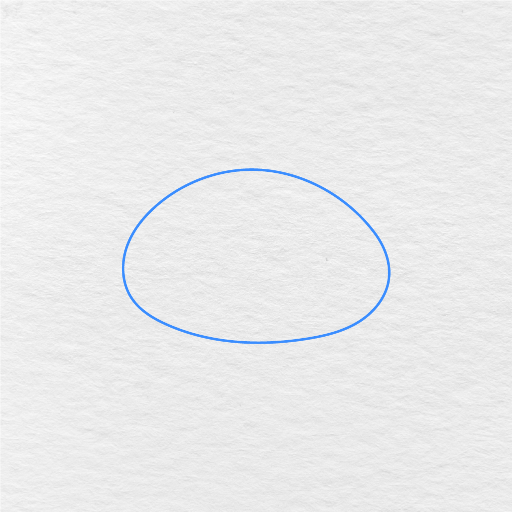 Step 1 Showing How To Draw A Turtle With A Large Rounded Shell Shape.