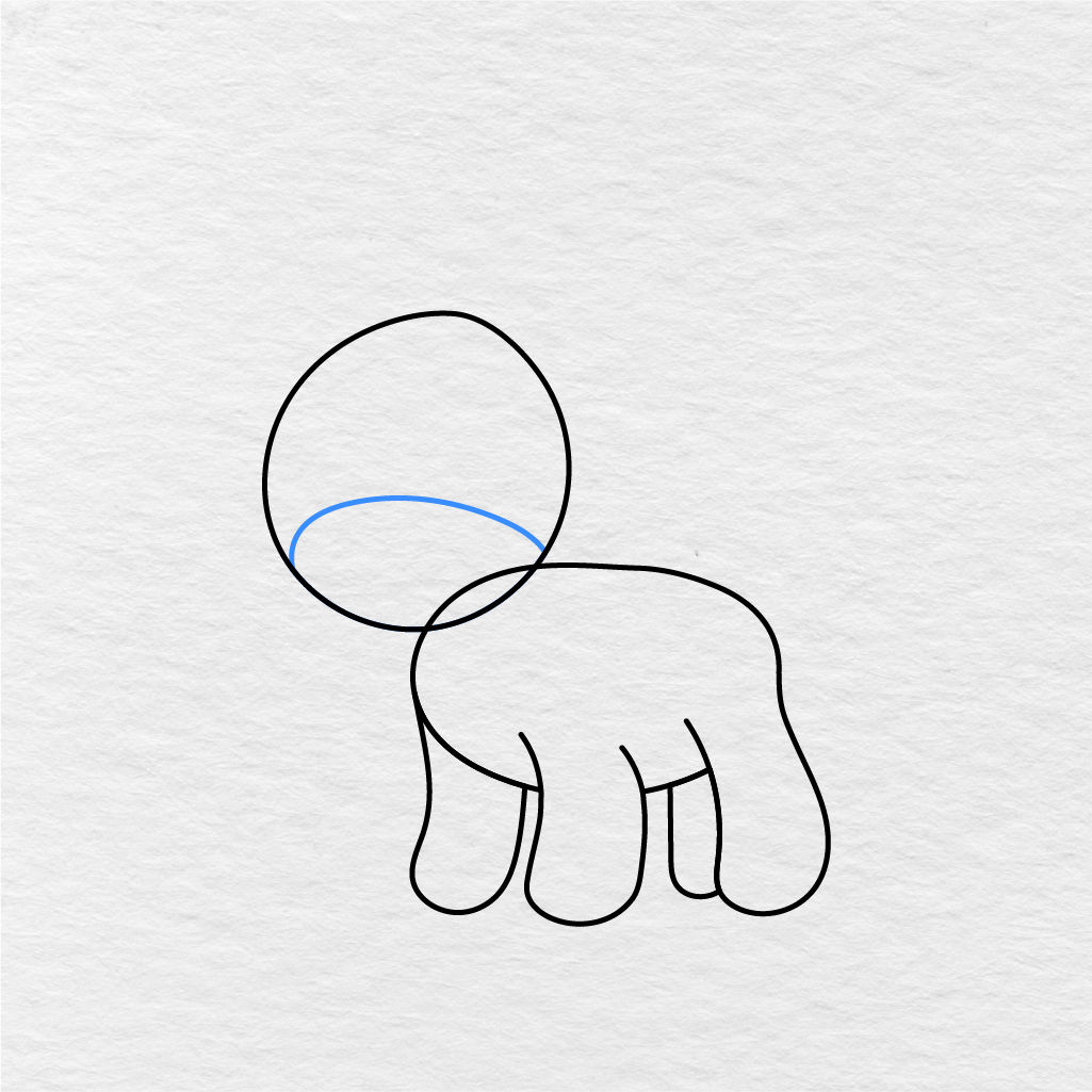 Step 4 Showing How To Draw A Unicorn With A Curved Muzzle Line.