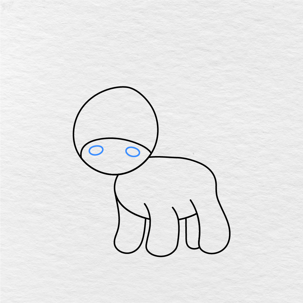 Step 5 Showing How To Draw A Unicorn With Two Oval Nostrils.