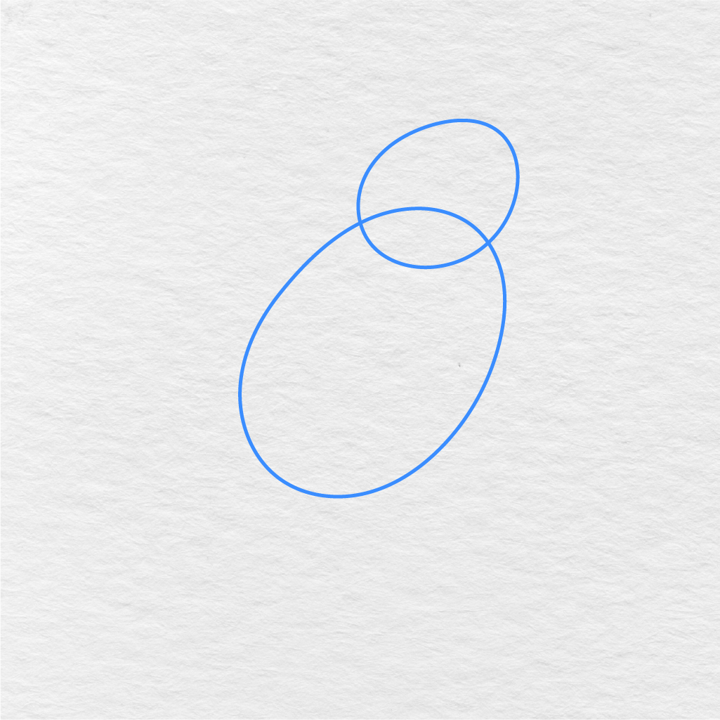 Step 1 Showing How To Draw An Eagle With Basic Oval Shapes For The Head And Body.