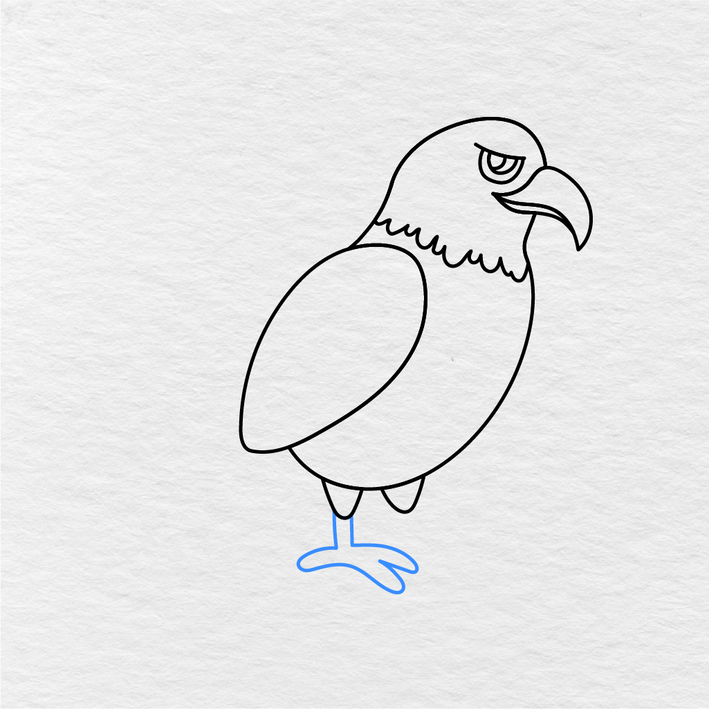 Step 8 Showing How To Draw An Eagle With The First Foot And Pointed Toes.