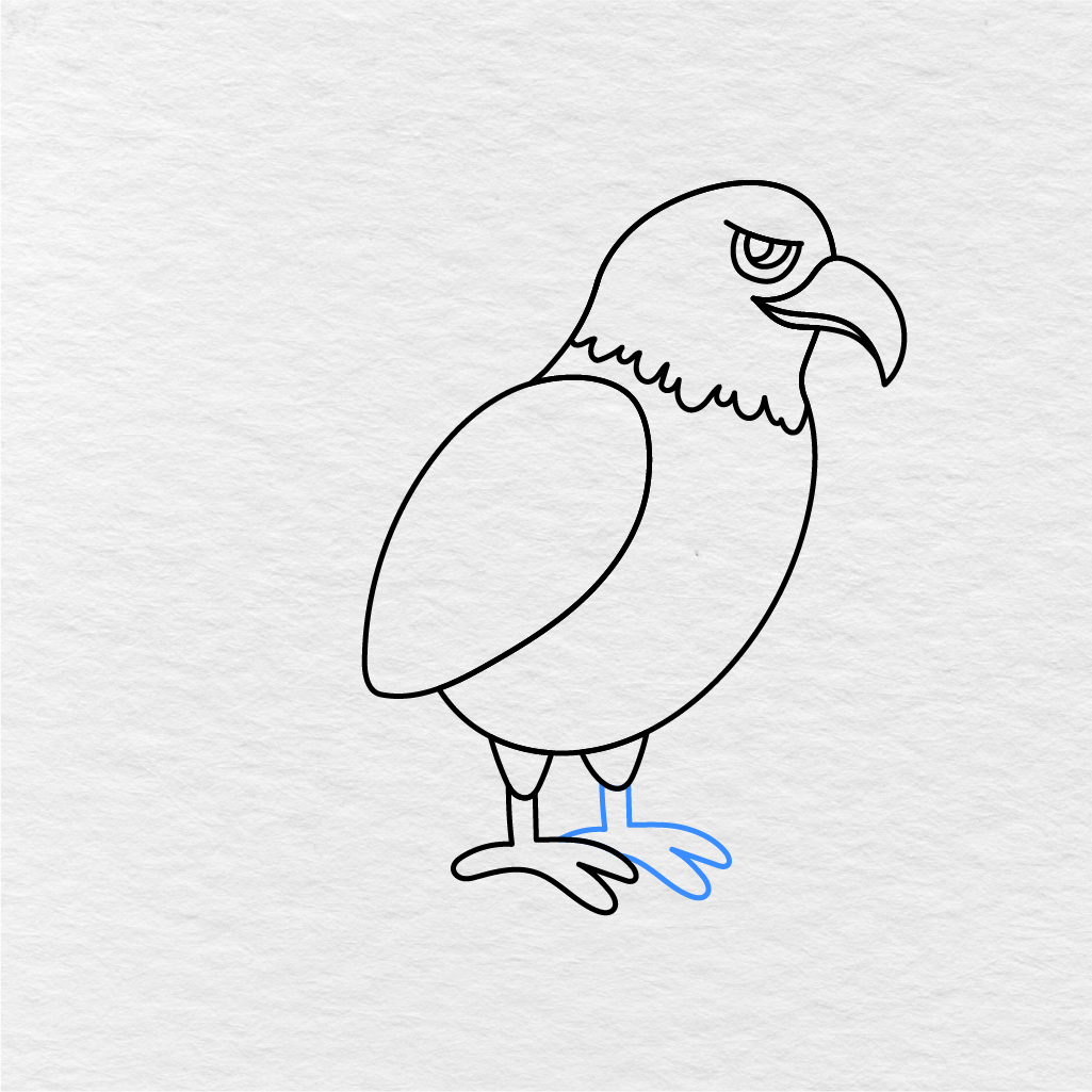 Step 9 Showing How To Draw An Eagle With The Second Foot Added.