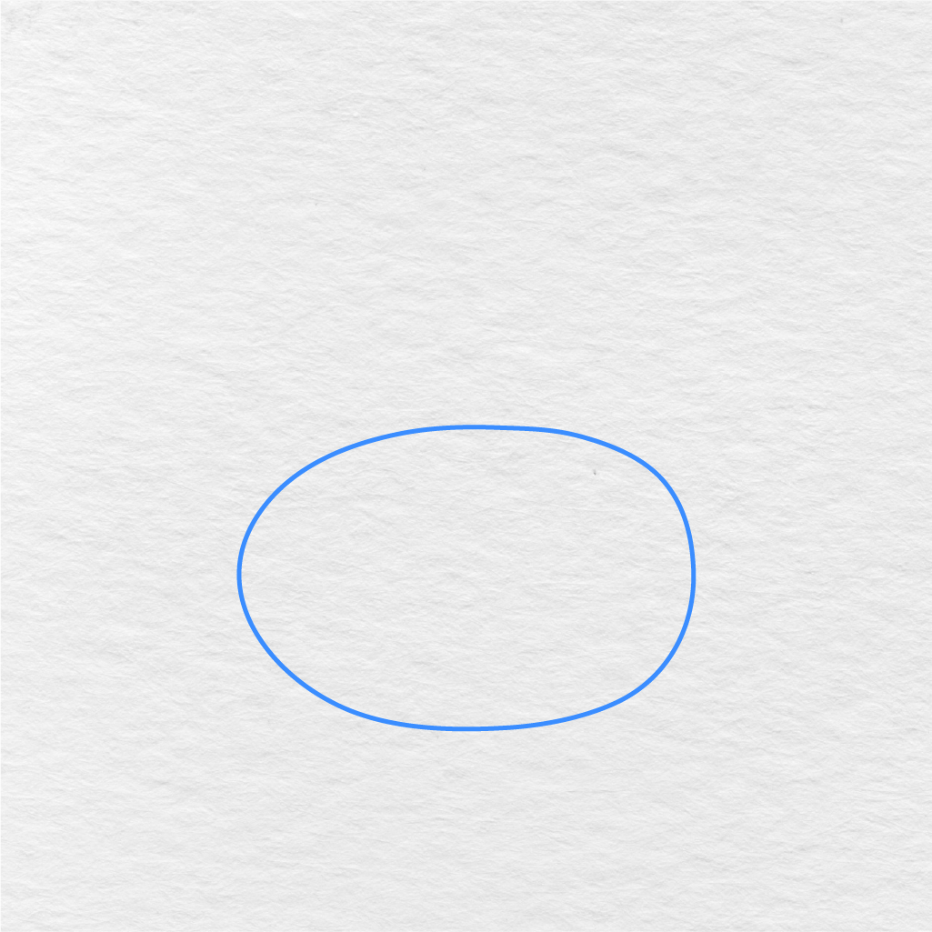 Step 1 Showing How To Draw An Elephant With A Large Rounded Body Shape.
