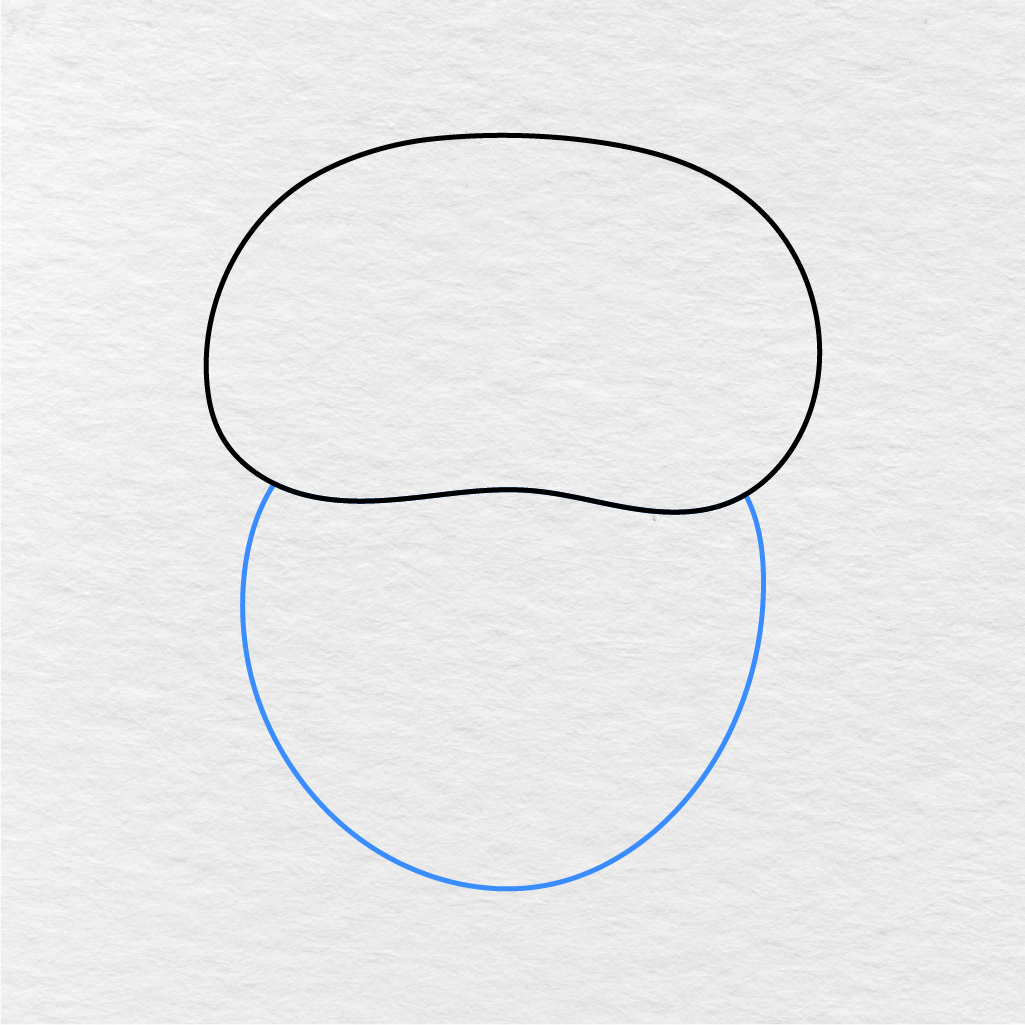 Step 2 Showing How To Draw An Owl With A Rounded Body Added Under The Head.