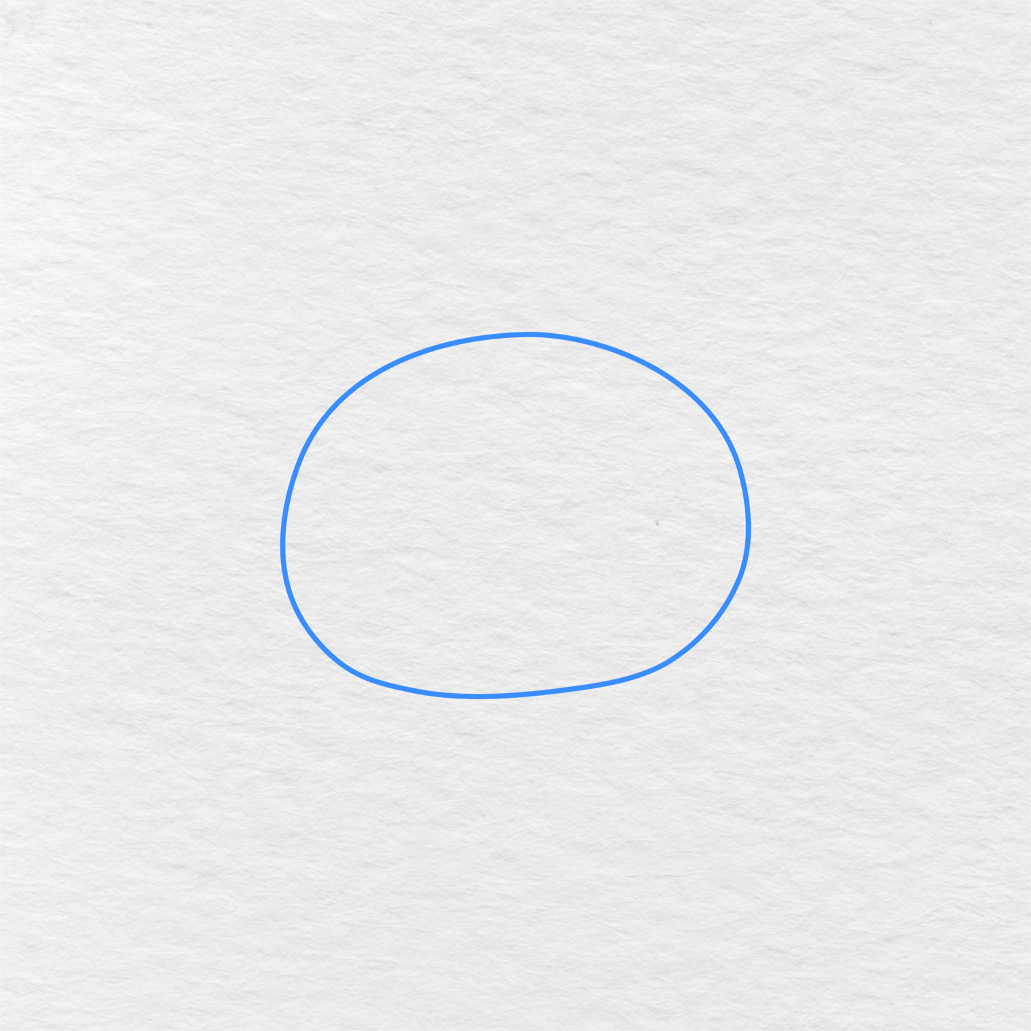 Step 1 Showing You How To Draw Hello Kitty With A Head That Is Wide And Rounded.