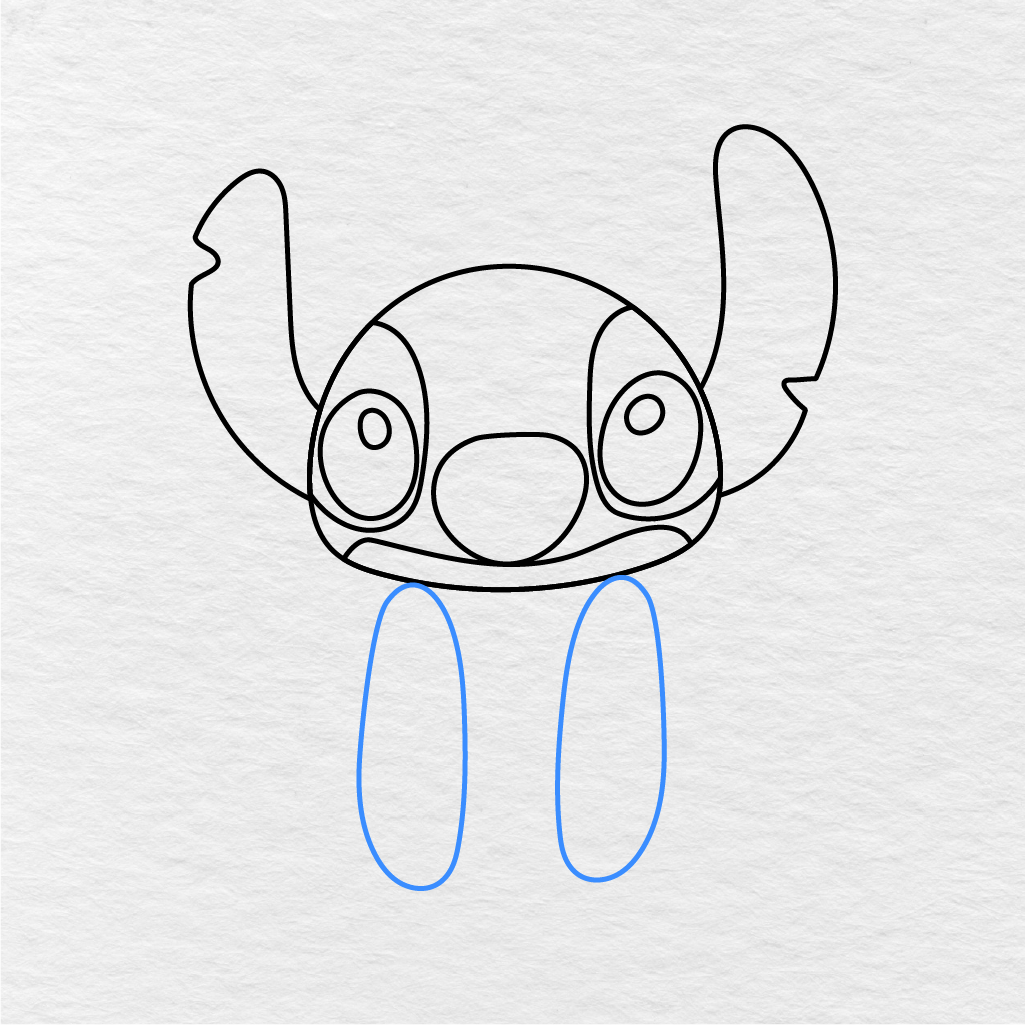 Step 7 Showing How To Draw Stitch With Two Long Rounded Arms.