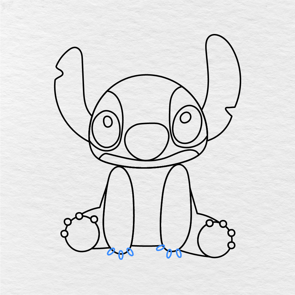 Step 11 Showing How To Draw Stitch With Small Claws Added To The Arms.