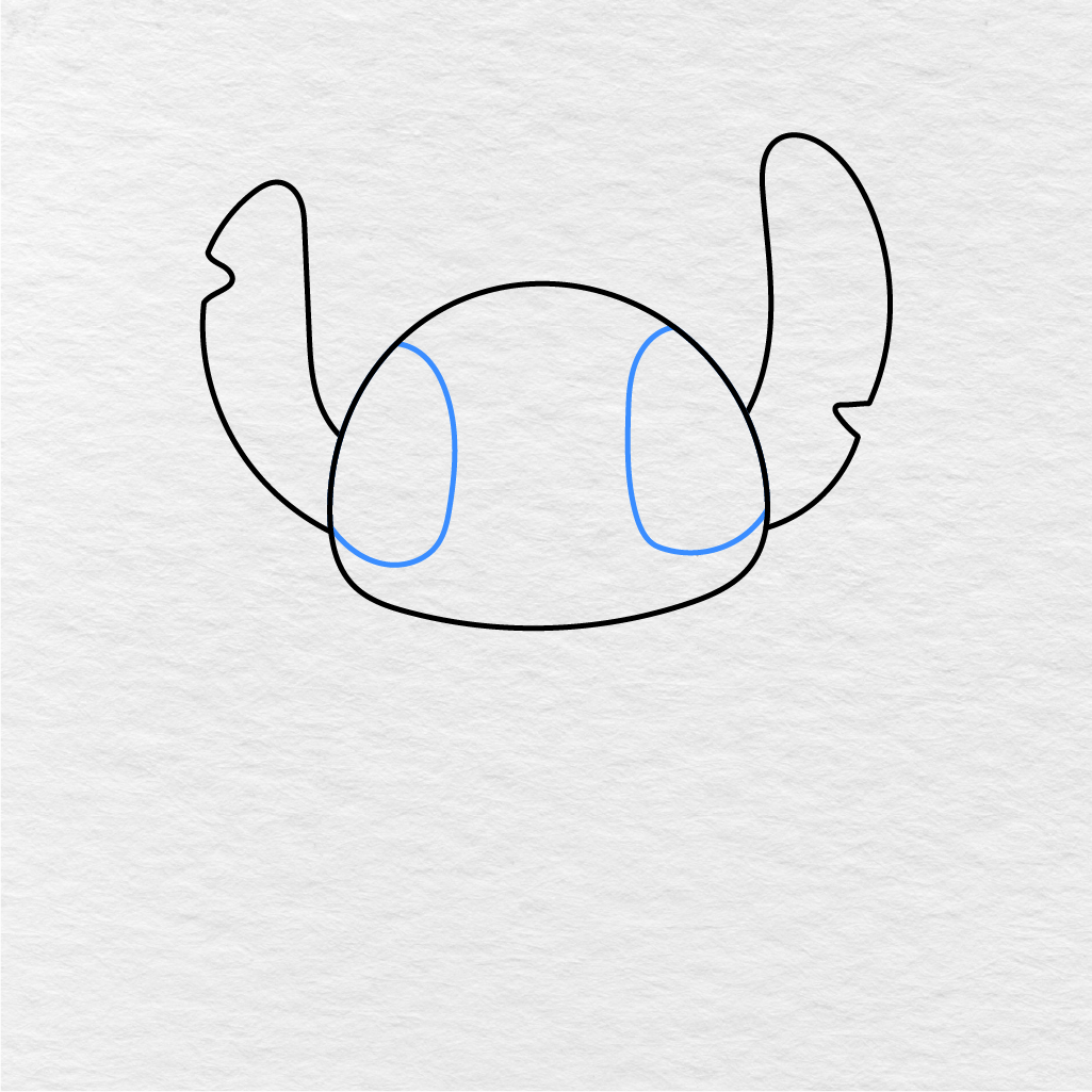 Step 3 Showing How To Draw Stitch With Face Patch Shapes And A Lower Face Line.