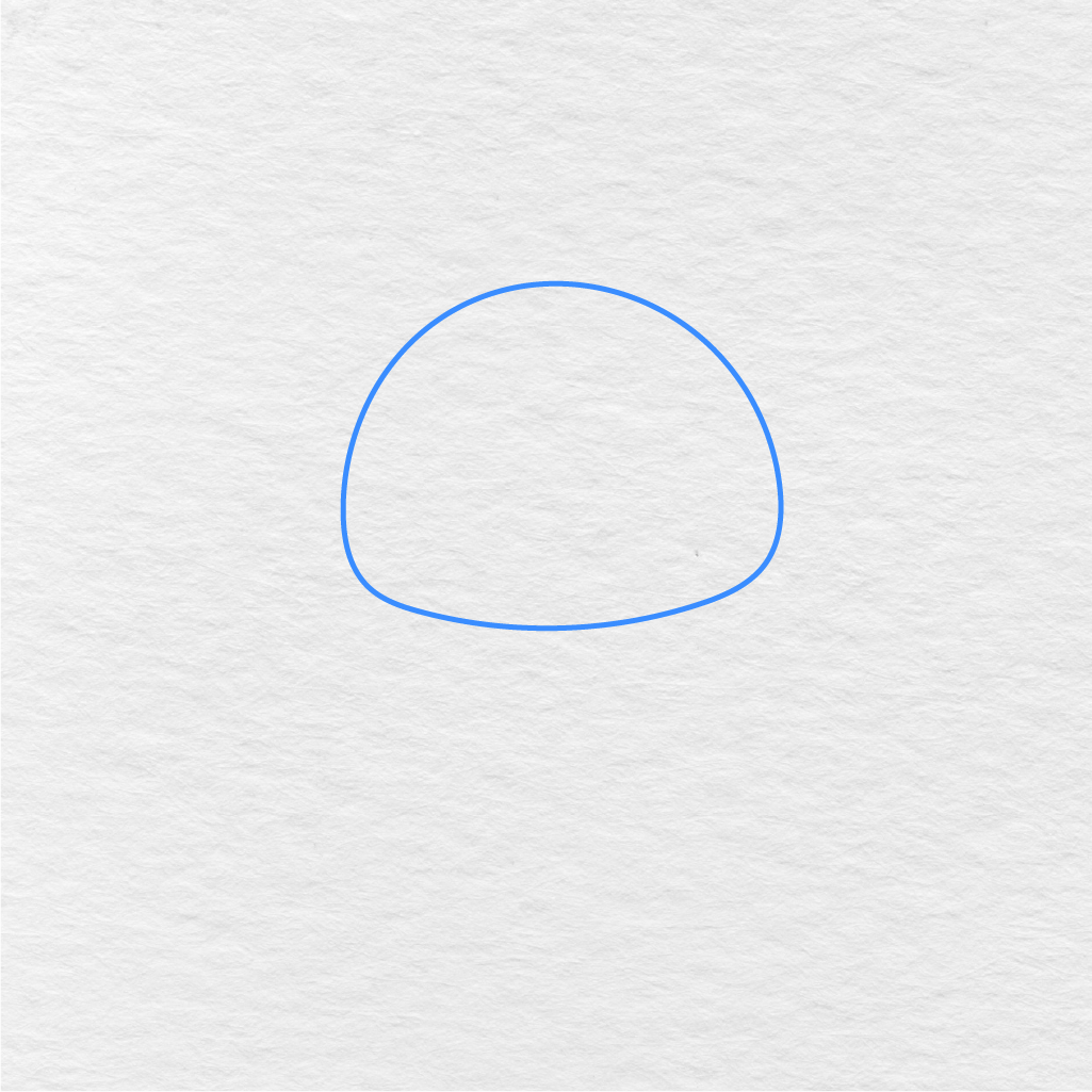 Step 1 Showing How To Draw Stitch With A Large Rounded Head Shape.
