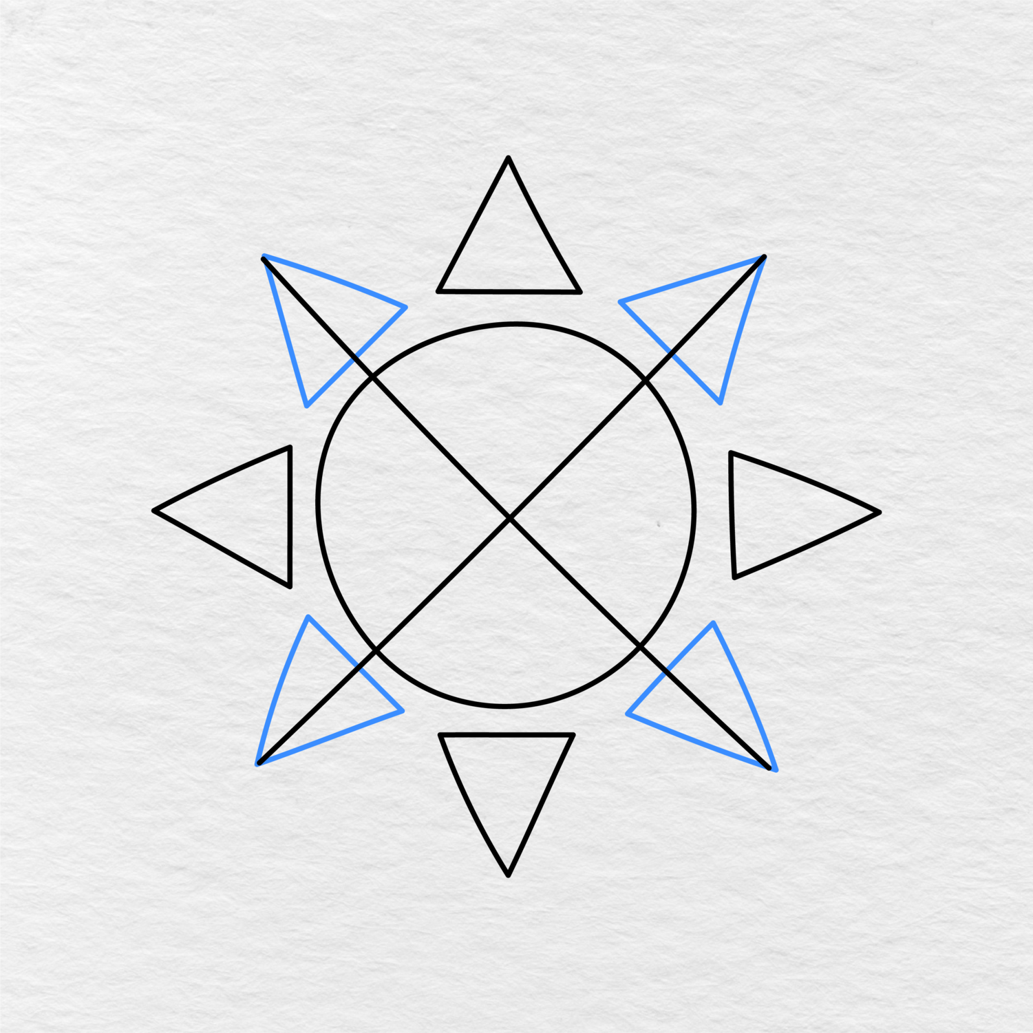 Fifth Step Of Drawing The Sun Shows How To Draw The Sun With All Corner Rays Around The Circle.