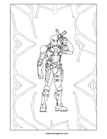 Agent Venom Coloring Page With Tactical Armor Details And Spider-Mask Design.