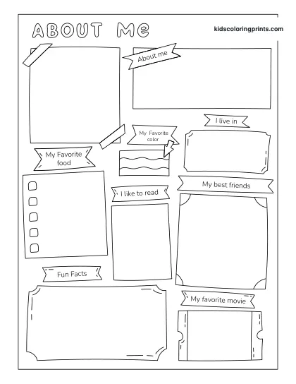 All About Me Worksheet Template Featuring Sections For Name, Birthday, Hobbies, And Favorites.