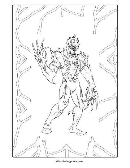 Anti Venom Coloring Page With Dynamic Pose And Sharp Lines Emphasizing The Symbiote's Muscular Structure.