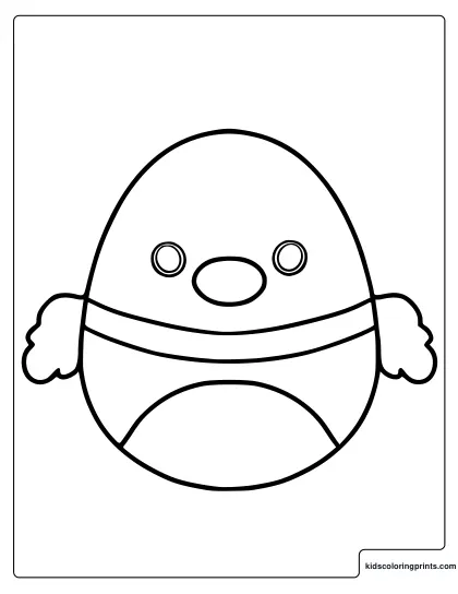 Avery The Mallard Squishmallow Coloring Page With Wings And Simple Beak.