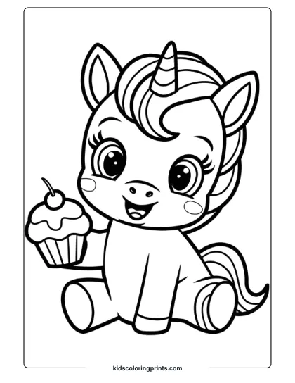 Baby Unicorn Coloring Page