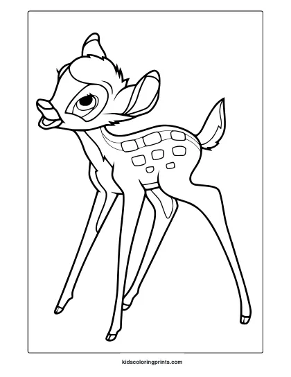 Bambi Coloring Page Standing Quietly.