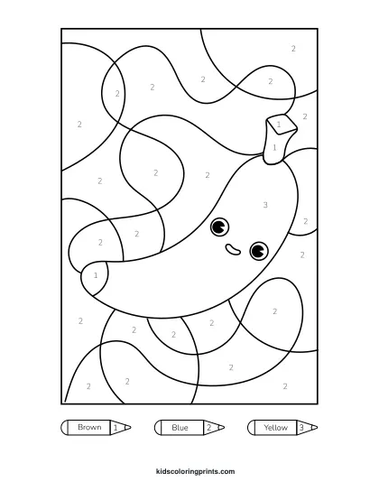 Banana Color By Number Coloring Page With Fun Details To Color In.