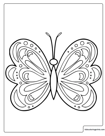 Beautiful Butterfly Coloring Page With Symmetrical Decorative Wings