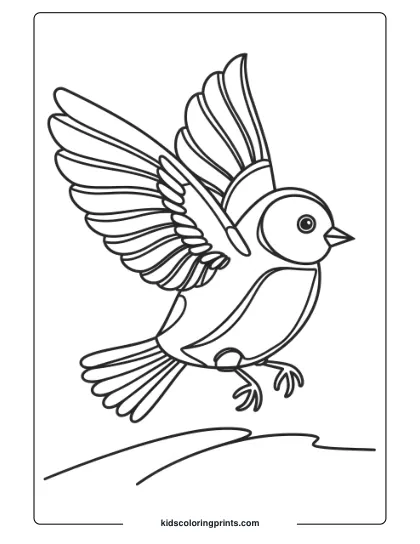 A Bird Spreading Its Wings, Perfect For A Simple And Educational Bird Coloring Page For Kids.