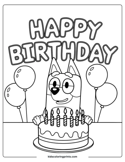Bluey Birthday Coloring Pages