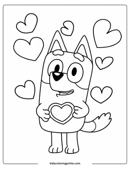 Bluey Valentines Coloring Page