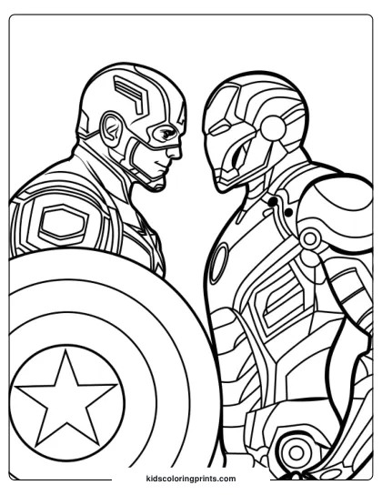 Captain America And Iron Man Coloring Page